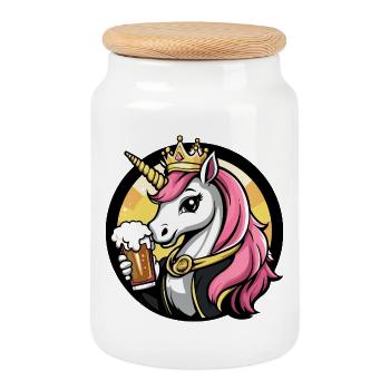 Unicorn Beer Funny - Cookie Jar with Wooden Lid - white - Front