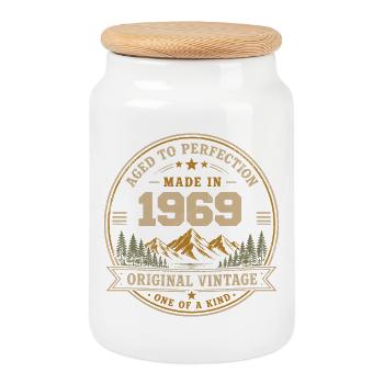 1969 Rétro 1969 Vintage 1969 Cadeau 1969 - Boîte à biscuits avec couvercle en bois - blanc - Devant
