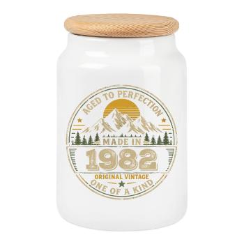 1982 Birthday Party 1982 - Born in 1982 - Cookie Jar with Wooden Lid - white - Front