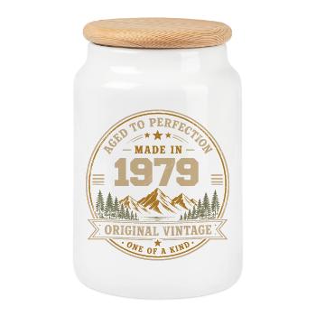1979 Rétro 1979 Vintage 1979 Cadeau 1979 - Boîte à biscuits avec couvercle en bois - blanc - Devant