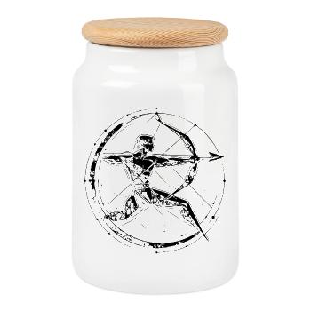 Sagittarius Zodiac Sign – Goal & Freedom - Cookie Jar with Wooden Lid - white - Front