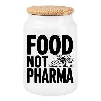 Food Not Pharma - Cookie Jar with Wooden Lid - white - Front