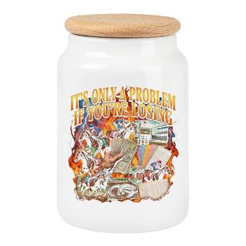 Ce n’est un problème que si vous êtes dans les courses hippiques - Boîte à biscuits avec couvercle en bois - blanc - Devant