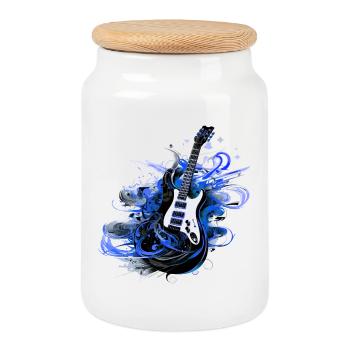 guitare électrique guitare guitariste instrument de musique rock - Boîte à biscuits avec couvercle en bois - blanc - Devant