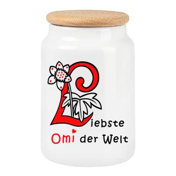liebste Omi der Welt - Keksdose mit Holzdeckel - Weiß - Vorne
