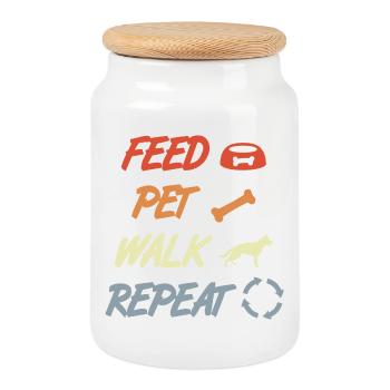 Feeding, petting, performing, repeating - Cookie Jar with Wooden Lid - white - Front