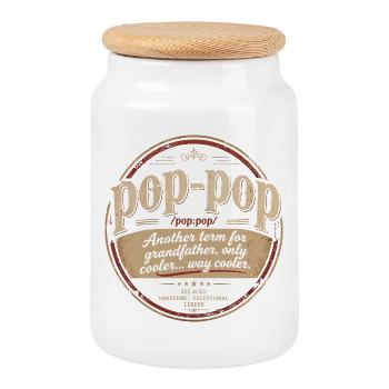 Pop-Pop-Definition – Cooler und legendärer Opa - Keksdose mit Holzdeckel - Weiß - Vorne