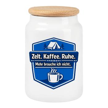 Camping Wohnmobil Spruch - Keksdose mit Holzdeckel - Weiß - Vorne