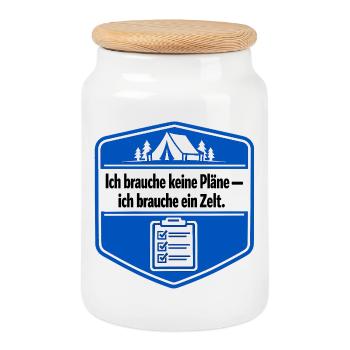 Je suis un campeur - Boîte à biscuits avec couvercle en bois - blanc - Devant