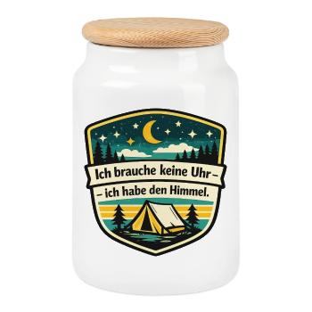 Campeur - Boîte à biscuits avec couvercle en bois - blanc - Devant