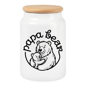 Daddy Bear - Cookie Jar with Wooden Lid - white - Front