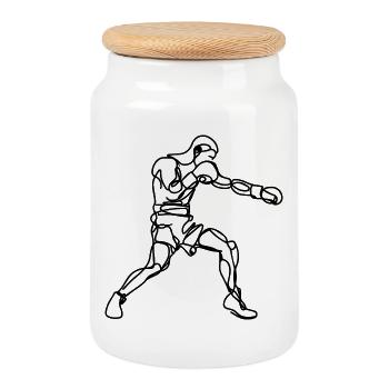 Boxing Graphics - Cookie Jar with Wooden Lid - white - Front