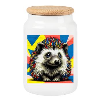 Igel - Keksdose mit Holzdeckel - Weiß - Vorne
