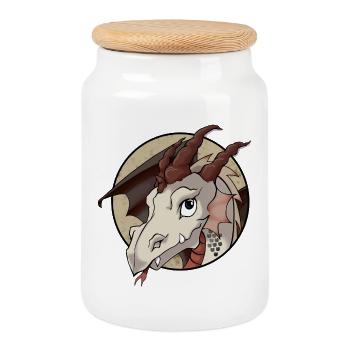 Dragon mignon - Boîte à biscuits avec couvercle en bois - blanc - Devant