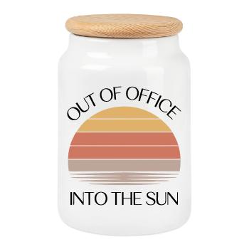 Out of the Office Retro Sunset Vintage - Cookie Jar with Wooden Lid - white - Front