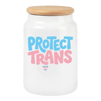 Protect Trans Kids Tee - Boîte à biscuits avec couvercle en bois - blanc - Devant