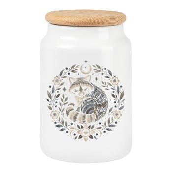 Moonpaws Raccoon Ornament - Cookie Jar with Wooden Lid - white - Front
