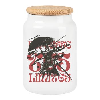 Crimson Kraken Silhouette - Cookie Jar with Wooden Lid - white - Front