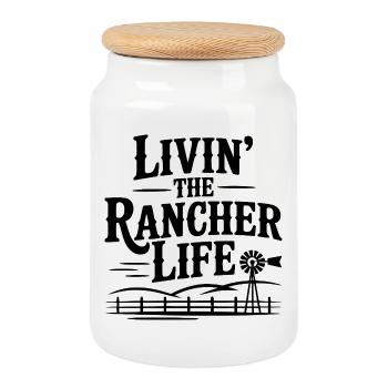 Vivre la vie de fermier - Boîte à biscuits avec couvercle en bois - blanc - Devant
