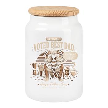 Best Dog Dad Voted - Father's Day - Cookie Jar with Wooden Lid - white - Front