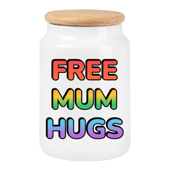 Maman gratuite câline arc-en-ciel Texte LGBT PRIDE - Boîte à biscuits avec couvercle en bois - blanc - Devant