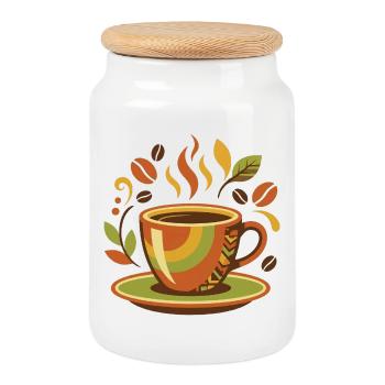 Retro Coffee Club Vintage Coffee Lover Design - Cookie Jar with Wooden Lid - white - Front
