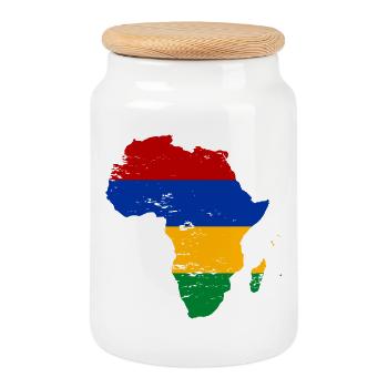 Mauritius Flag Africa - Cookie Jar with Wooden Lid - white - Front