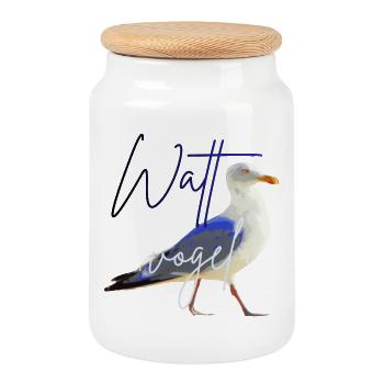 Nordsee Möwe Wattvogel Ostsee - Keksdose mit Holzdeckel - Weiß - Vorne