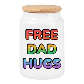 Free Dad Hugs Typographie en dégradé - Boîte à biscuits avec couvercle en bois - blanc - Devant