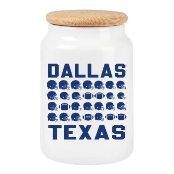 Modèle des casques de football de Dallas Texas - Boîte à biscuits avec couvercle en bois - blanc - Devant