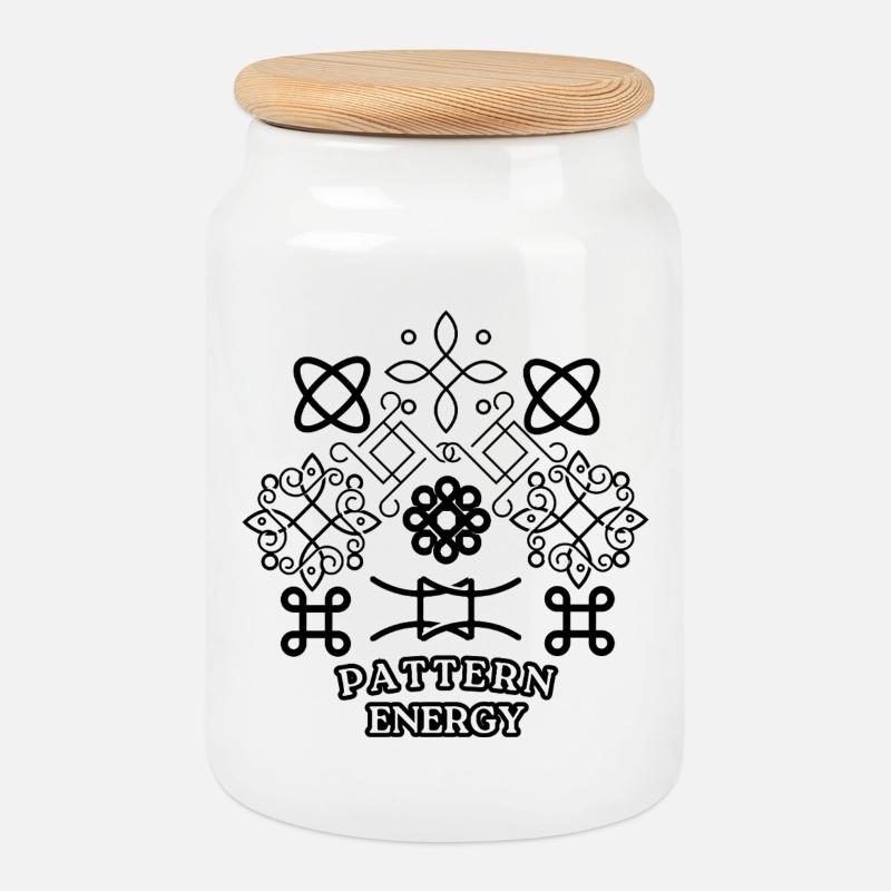Énergie de motif - Boîte à biscuits avec couvercle en bois - blanc
