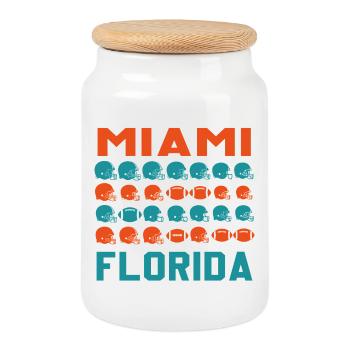 Miami Football Pop Art - Keksdose mit Holzdeckel - Weiß - Vorne