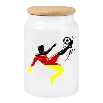 Retournée en pied aérien Allemagne Football - Boîte à biscuits avec couvercle en bois - blanc - Devant