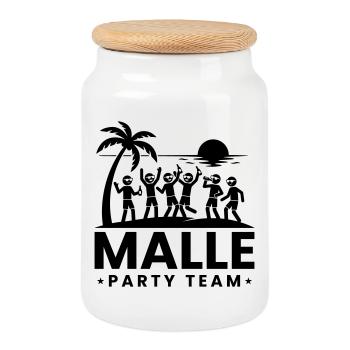 Malle Party Team Urlaub - Keksdose mit Holzdeckel - Weiß - Vorne