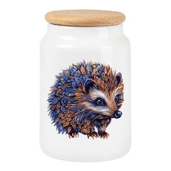 Hedgehog Colorful - Cookie Jar with Wooden Lid - white - Front