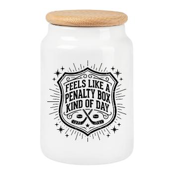 Vintage-Eishockey-Humor | Sportgeschenk - Keksdose mit Holzdeckel - Weiß - Vorne