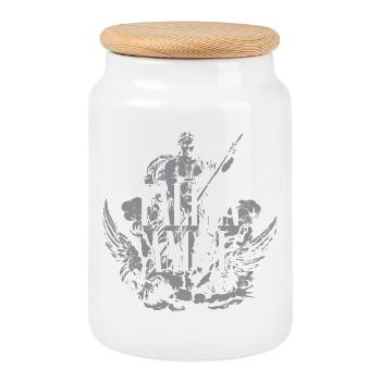 Fallen Angel design - Cookie Jar with Wooden Lid - white - Front