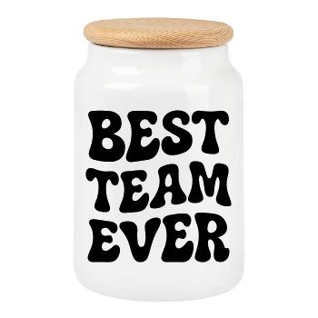 Best Team ever - Cookie Jar with Wooden Lid - white - Front