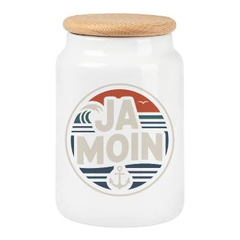 Ja Moin Norddeutschland Hamburg Gamer Meme Moin - Cookie Jar with Wooden Lid - white - Front