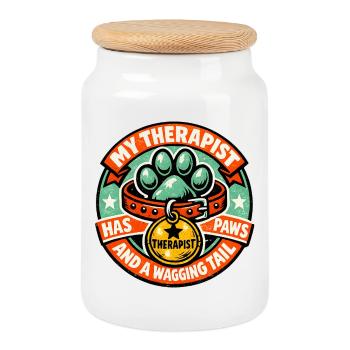 Pfoten-Therapie: Mein Hund als Therapeut - Keksdose mit Holzdeckel - Weiß - Vorne