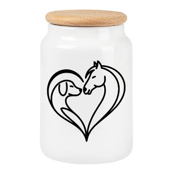 Cœur de Chien Cheval - Boîte à biscuits avec couvercle en bois - blanc - Devant