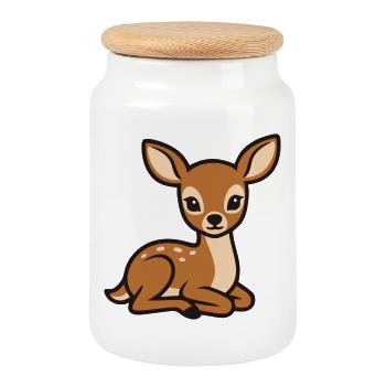 Fête préversible pour bébé des animaux de Fawn Forest Anniversaire des enfants Cerf - Boîte à biscuits avec couvercle en bois - blanc - Devant