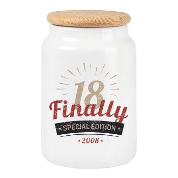 Enfin 18 anniversaires Chemise Vintage 2008 - Boîte à biscuits avec couvercle en bois - blanc - Devant