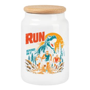Motivation à courir - Boîte à biscuits avec couvercle en bois - blanc - Devant
