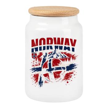 Norway Football Fan Shirt & Merch - Cookie Jar with Wooden Lid - white - Front