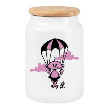 Baby - Cookie Jar with Wooden Lid - white - Front
