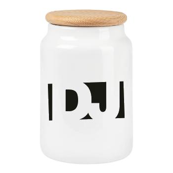 DJ Typo-Motiv (Minimal) - Keksdose mit Holzdeckel - Weiß - Vorne
