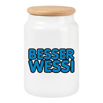 Besserwessi | Wessi | Westen - Cookie Jar with Wooden Lid - white - Front