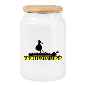 addicted to music - DJ music - Cookie Jar with Wooden Lid - white - Front