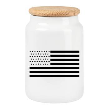 Stars and stripes - Boîte à biscuits avec couvercle en bois - blanc - Devant